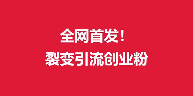 （全网首发）外面收费几千的裂变引流高质量创业粉网赚项目-副业赚钱-互联网创业-资源整合八方网创