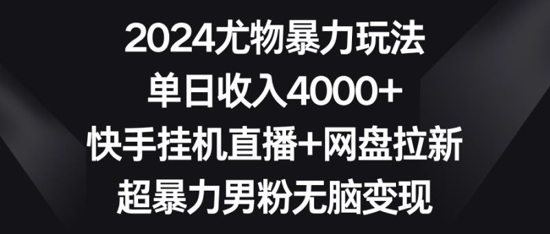 2024尤物暴力玩法 单日收入4000+快手挂机直播+网盘拉新 超暴力男粉无脑变现网赚项目-副业赚钱-互联网创业-资源整合八方网创