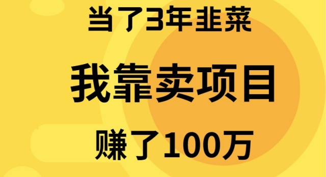 当了3年韭菜，我靠卖项目赚了100万网赚项目-副业赚钱-互联网创业-资源整合八方网创