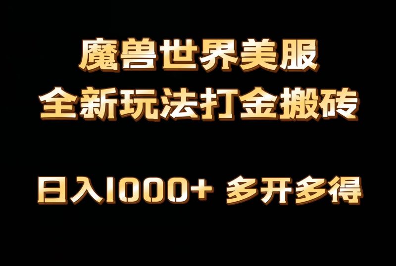全网首发魔兽世界美服全自动打金搬砖，日入1000+，简单好操作，保姆级教学网赚项目-副业赚钱-互联网创业-资源整合八方网创