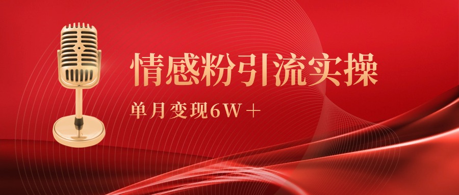单月变现6w+，情感粉引流变现实操课网赚项目-副业赚钱-互联网创业-资源整合八方网创