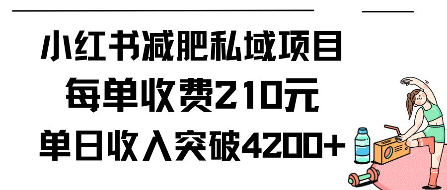 小红书减肥私域项目每单收费210元单日成交20单，最高日入4200+网赚项目-副业赚钱-互联网创业-资源整合八方网创