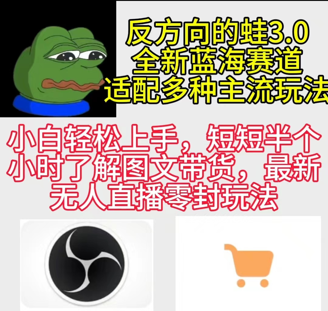 反方向的蛙3.0，图文最新玩法，变现多元化，新蓝海项目，小白轻松上手网赚项目-副业赚钱-互联网创业-资源整合八方网创
