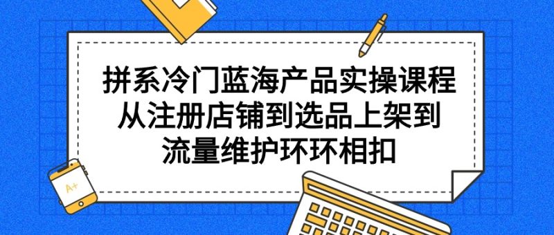 拼系冷门蓝海产品实操课程,从注册店铺到选品上架到流量维护环环相扣网赚项目-副业赚钱-互联网创业-资源整合八方网创