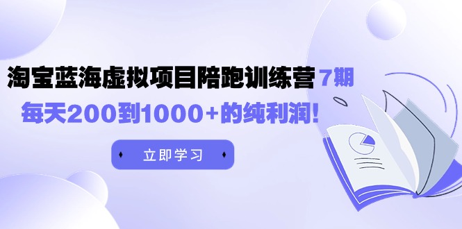 黄岛主《淘宝蓝海虚拟项目陪跑训练营7期》每天200到1000+的纯利润网赚项目-副业赚钱-互联网创业-资源整合八方网创