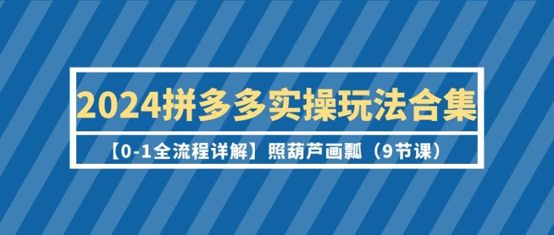 2024拼多多实操玩法合集【0-1全流程详解】照葫芦画瓢(9节课)网赚项目-副业赚钱-互联网创业-资源整合八方网创
