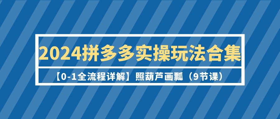 2024拼多多实操玩法合集【0-1全流程详解】照葫芦画瓢（9节课）网赚项目-副业赚钱-互联网创业-资源整合八方网创