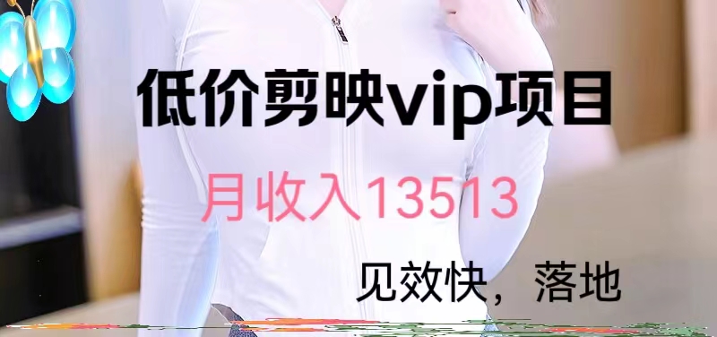揭秘低价剪映VIP项目，月入13000+网赚项目-副业赚钱-互联网创业-资源整合八方网创
