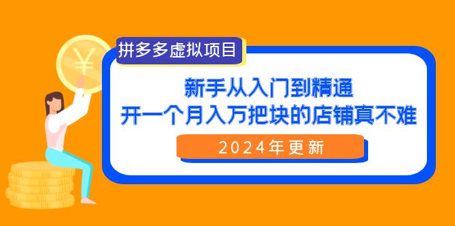 拼多多虚拟项目：入门到精通，开一个月入万把块的店铺 真不难（24年更新）网赚项目-副业赚钱-互联网创业-资源整合八方网创