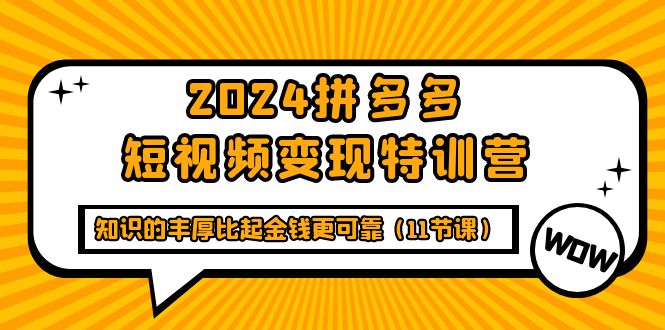 2024拼多多短视频变现特训营，知识的丰厚比起金钱更可靠（11节课）网赚项目-副业赚钱-互联网创业-资源整合八方网创