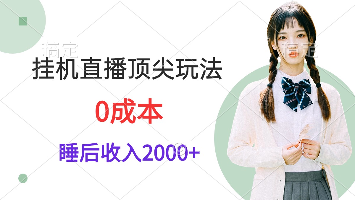 挂机直播顶尖玩法，睡后日收入2000+、0成本，视频教学网赚项目-副业赚钱-互联网创业-资源整合八方网创
