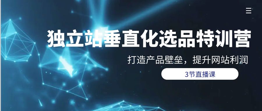 独立站-垂直化选品训练营，打造产品壁垒，提升网站利润（3节直播课）网赚项目-副业赚钱-互联网创业-资源整合八方网创