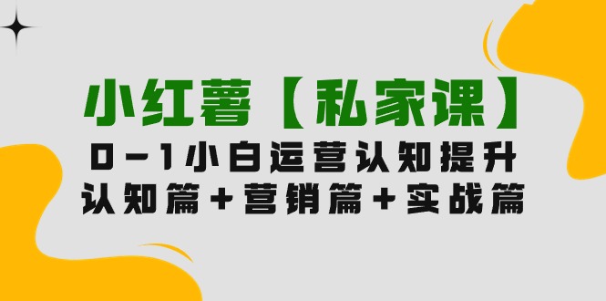 小红薯【私家课】0-1玩赚小红书内容营销，认知篇+营销篇+实战篇（11节课）网赚项目-副业赚钱-互联网创业-资源整合八方网创