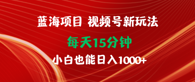 蓝海项目视频号新玩法 每天15分钟 小白也能日入1000+网赚项目-副业赚钱-互联网创业-资源整合八方网创