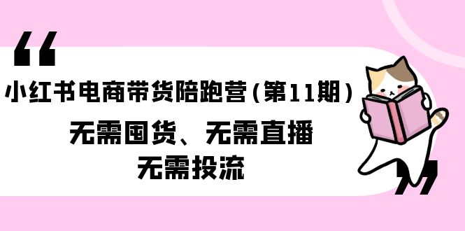 小红书电商带货陪跑营（第11期）无需囤货、无需直播、无需投流（送往期10套）网赚项目-副业赚钱-互联网创业-资源整合八方网创