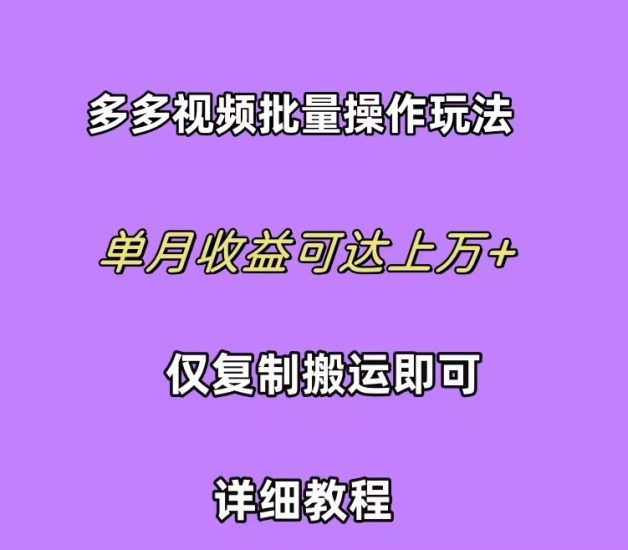拼多多视频带货快速过爆款选品教程 每天轻轻松松赚取三位数佣金 小白必…网赚项目-副业赚钱-互联网创业-资源整合八方网创