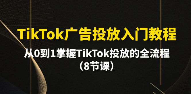 TikTok广告投放入门教程，从0到1掌握TikTok投放的全流程（8节课）网赚项目-副业赚钱-互联网创业-资源整合八方网创