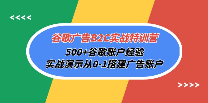 谷歌广告B2C实战特训营，500+谷歌账户经验，实战演示从0-1搭建广告账户网赚项目-副业赚钱-互联网创业-资源整合八方网创