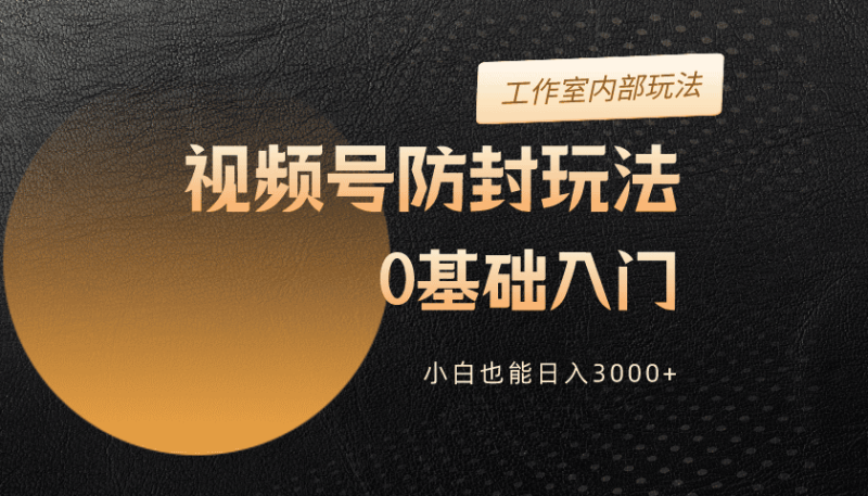 2024视频号升级防封玩法,零基础入门,小白也能日入3000+网赚项目-副业赚钱-互联网创业-资源整合八方网创