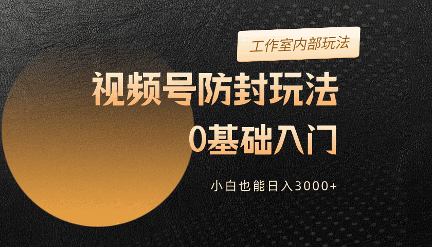 2024视频号升级防封玩法，零基础入门，小白也能日入3000+网赚项目-副业赚钱-互联网创业-资源整合八方网创