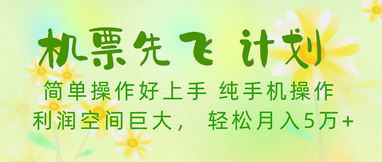 机票先飞计划！里程积分兑换机票售卖赚差价，利润空间巨大，小白月入5万+网赚项目-副业赚钱-互联网创业-资源整合八方网创