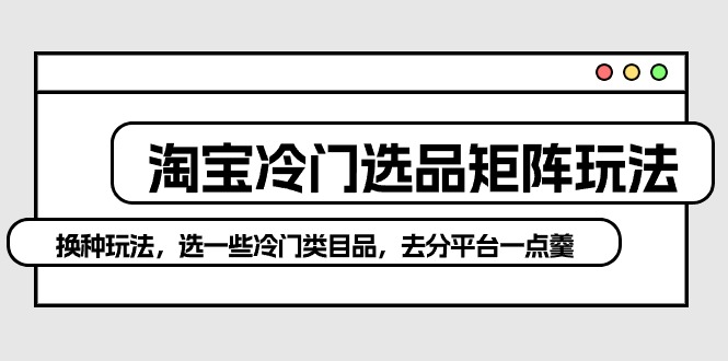 淘宝冷门选品矩阵玩法：换种玩法，选一些冷门类目品，去分平台一点羹网赚项目-副业赚钱-互联网创业-资源整合八方网创