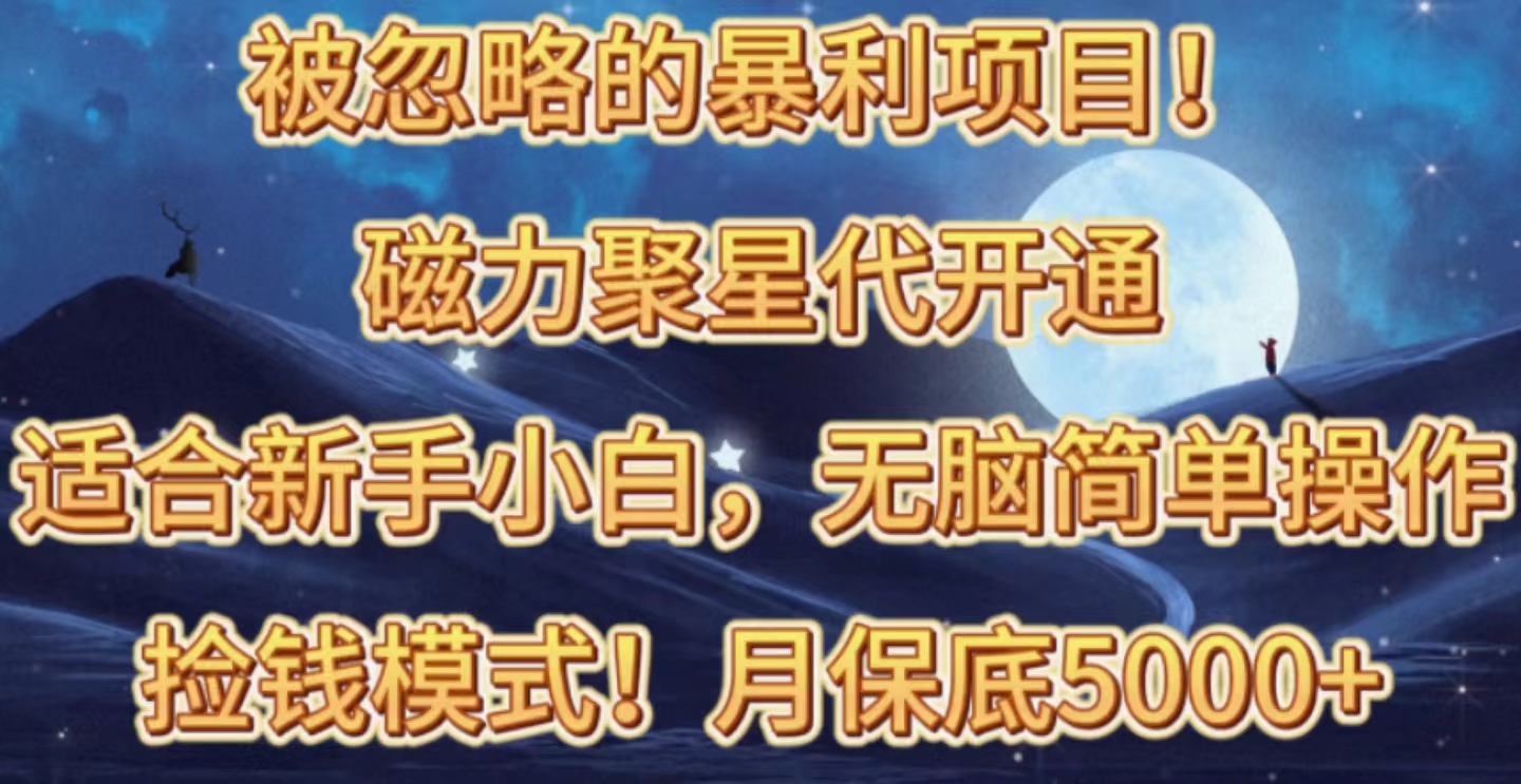 被忽略的暴利项目！磁力聚星代开通捡钱模式，轻松月入五六千网赚项目-副业赚钱-互联网创业-资源整合八方网创