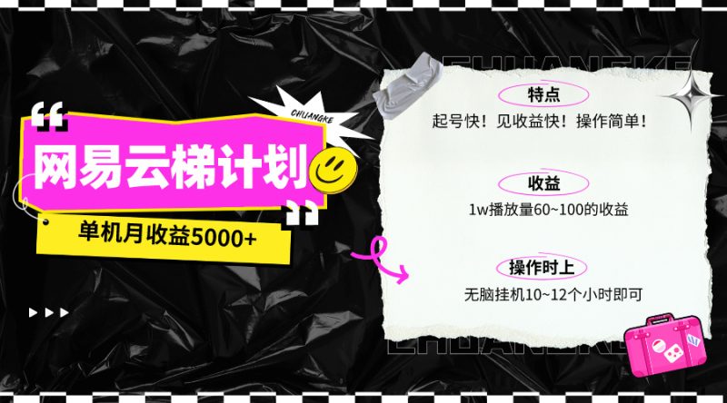 最新网易云梯计划网页版,单机月收益5000+!可放大操作网赚项目-副业赚钱-互联网创业-资源整合八方网创