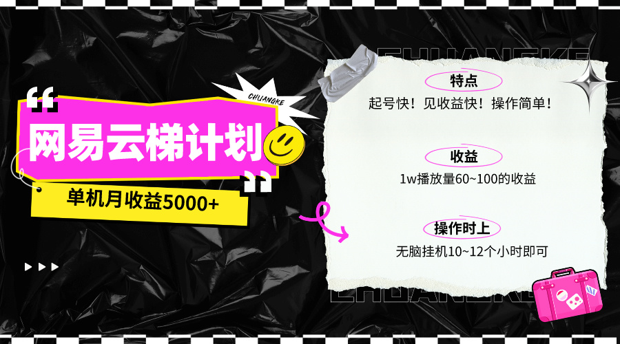 最新网易云梯计划网页版，单机月收益5000+！可放大操作网赚项目-副业赚钱-互联网创业-资源整合八方网创