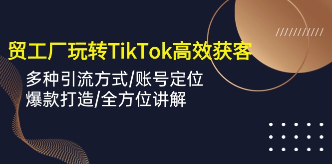 外贸工厂玩转TikTok高效获客，多种引流方式/账号定位/爆款打造/全方位讲解网赚项目-副业赚钱-互联网创业-资源整合八方网创