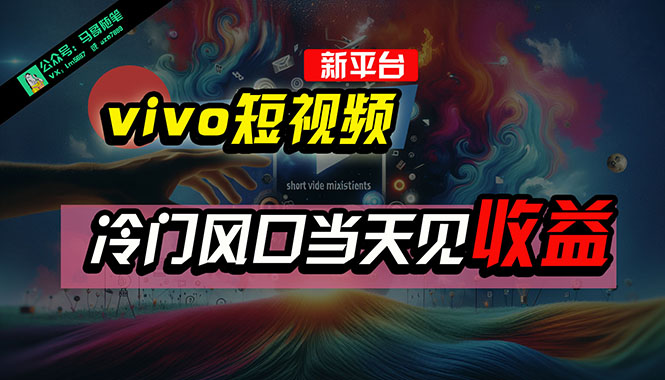 全新平台vivo短视频，新风口AI混剪无脑搬运，冷门风口当天见收益，7天…网赚项目-副业赚钱-互联网创业-资源整合八方网创