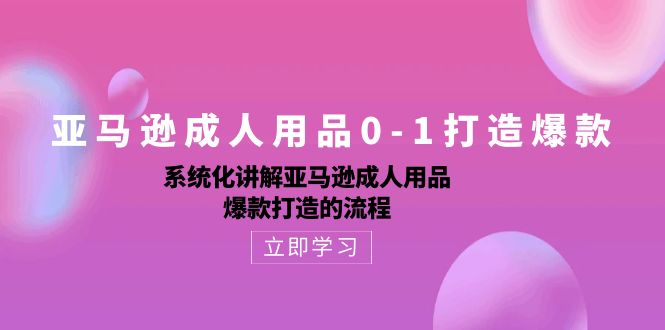 亚马逊成人用品0-1打造爆款：系统化讲解亚马逊成人用品爆款打造的流程网赚项目-副业赚钱-互联网创业-资源整合八方网创