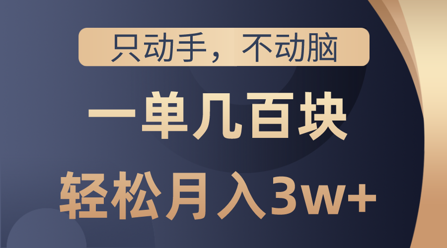 只动手不动脑，一单几百块，轻松月入3w+，看完就能直接操作，详细教程网赚项目-副业赚钱-互联网创业-资源整合八方网创