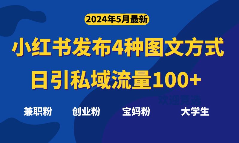 最新小红书发布这四种图文,日引私域流量100+不成问题,网赚项目-副业赚钱-互联网创业-资源整合八方网创