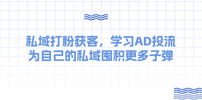某收费课：私域打粉获客，学习AD投流，为自己的私域囤积更多子弹网赚项目-副业赚钱-互联网创业-资源整合八方网创