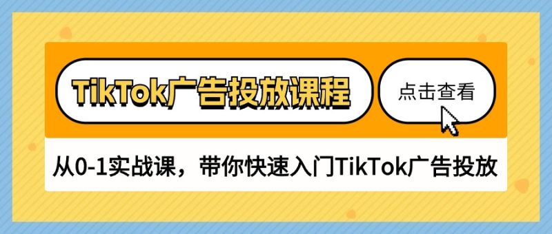 TikTok广告投放课程，从0-1实战课，带你快速入门TikTok广告投放（30节课）网赚项目-副业赚钱-互联网创业-资源整合八方网创