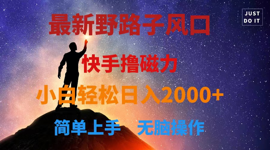 最新风口！快手撸磁力，野路子，小白无脑操作日入2000+网赚项目-副业赚钱-互联网创业-资源整合八方网创