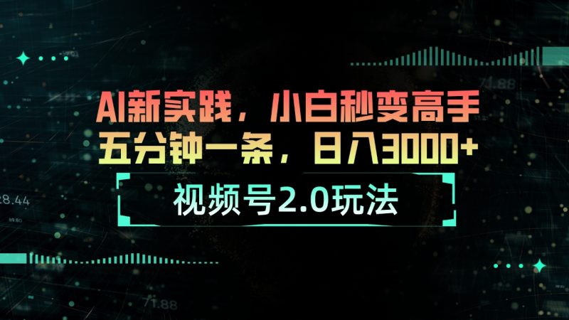 视频号2.0玩法 AI新实践，小白秒变高手五分钟一条，日入3000+网赚项目-副业赚钱-互联网创业-资源整合八方网创