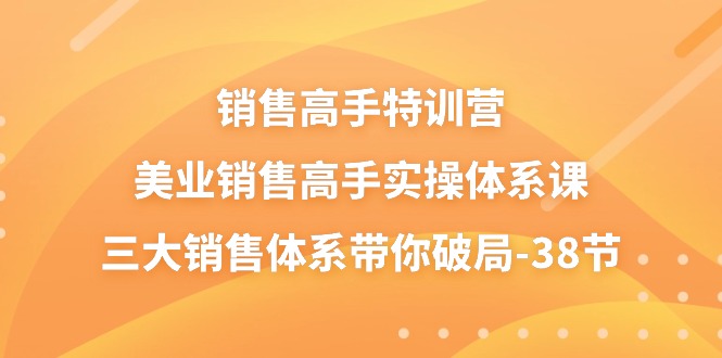 销售-高手特训营，美业-销售高手实操体系课，三大销售体系带你破局-38节网赚项目-副业赚钱-互联网创业-资源整合八方网创