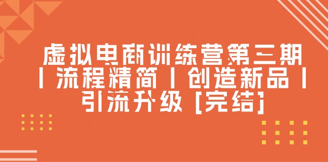 虚拟电商训练营第三期丨流程精简丨创造新品丨引流升级网赚项目-副业赚钱-互联网创业-资源整合八方网创