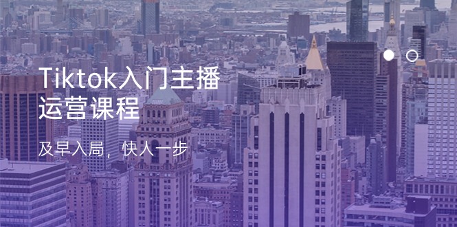 Tiktok入门主播运营课程，及早入局，快人一步（11节）网赚项目-副业赚钱-互联网创业-资源整合八方网创