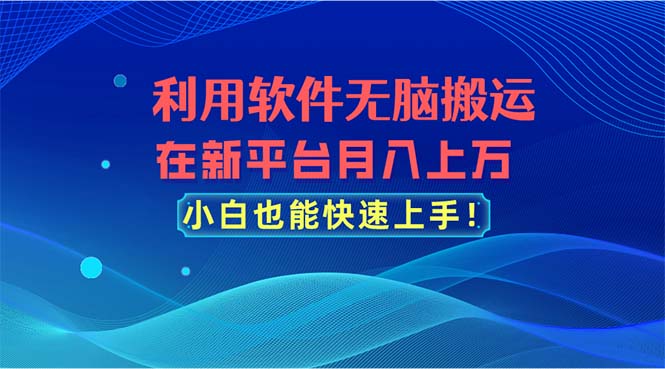 利用软件无脑搬运，在新平台月入上万，小白也能快速上手网赚项目-副业赚钱-互联网创业-资源整合八方网创