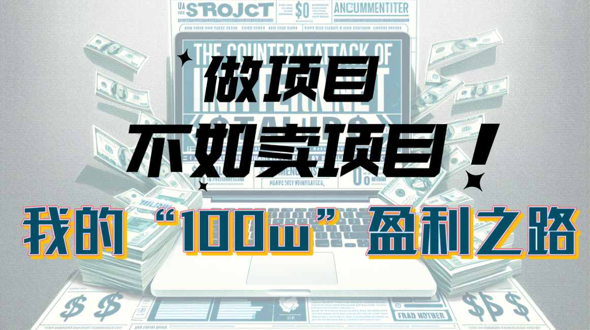 为什么做项目不如卖项目？我的100W+盈利之路网赚项目-副业赚钱-互联网创业-资源整合八方网创