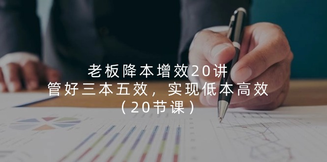老板 降本增效20讲，管好 三本五效，实现低本高效（20节课）网赚项目-副业赚钱-互联网创业-资源整合八方网创