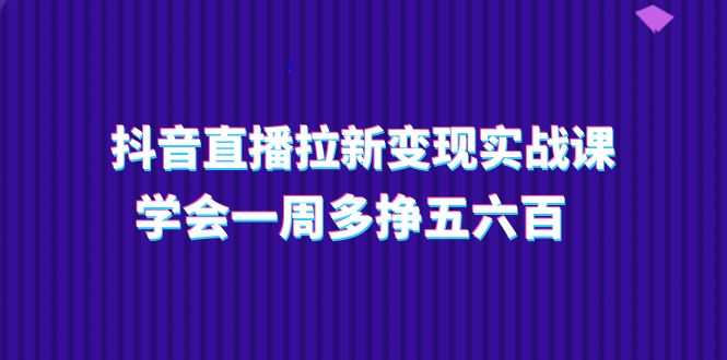 抖音直播拉新变现实操课，学会一周多挣五六百（15节课）网赚项目-副业赚钱-互联网创业-资源整合八方网创