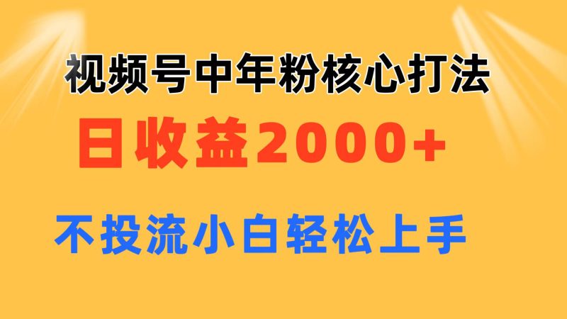 视频号中年粉核心玩法 日收益2000+ 不投流小白轻松上手网赚项目-副业赚钱-互联网创业-资源整合八方网创