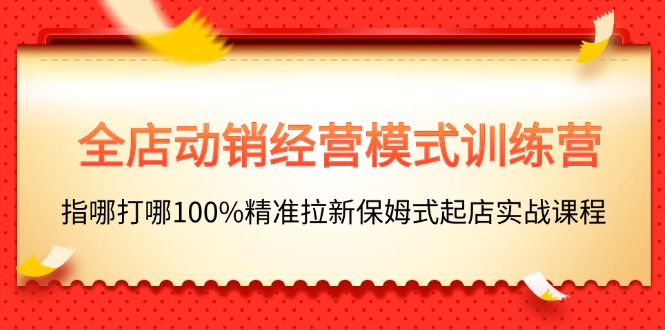 全店动销-经营模式训练营，指哪打哪100%精准拉新保姆式起店实战课程网赚项目-副业赚钱-互联网创业-资源整合八方网创