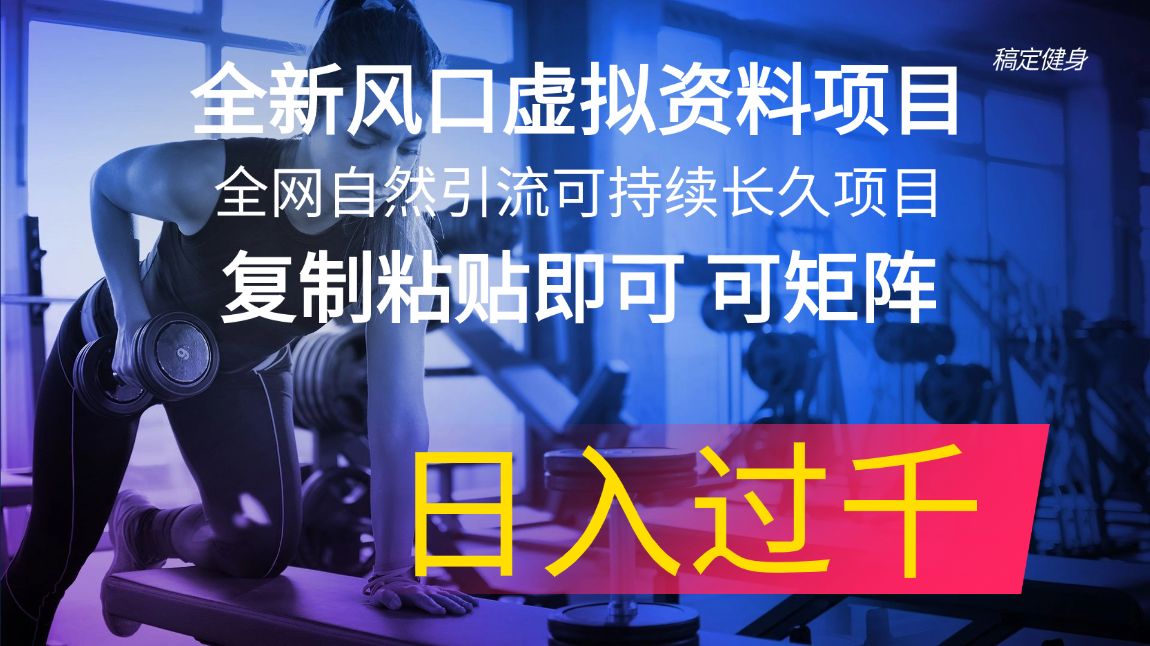 全新风口虚拟资料项目 全网自然引流可持续长久项目 复制粘贴即可可矩阵…网赚项目-副业赚钱-互联网创业-资源整合八方网创