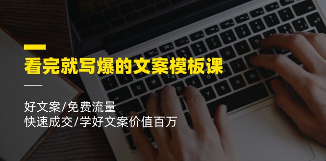 看完就 写爆的文案模板课，好文案/免费流量/快速成交/学好文案价值百万网赚项目-副业赚钱-互联网创业-资源整合八方网创