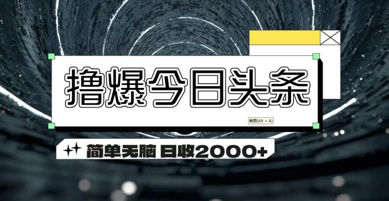 撸爆今日头条 简单无脑操作 日收2000+网赚项目-副业赚钱-互联网创业-资源整合八方网创